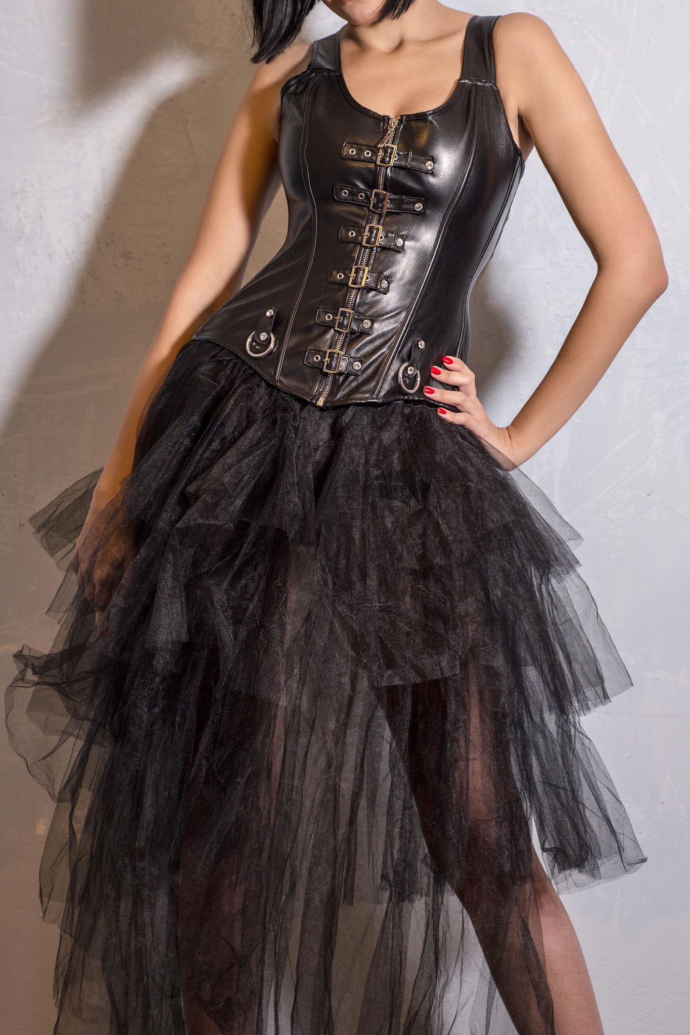 Women’s Premium Over bust Leather Bustier Corset – Steel Boned Steampunk Gothic Waist Cincher Fashion Fajas