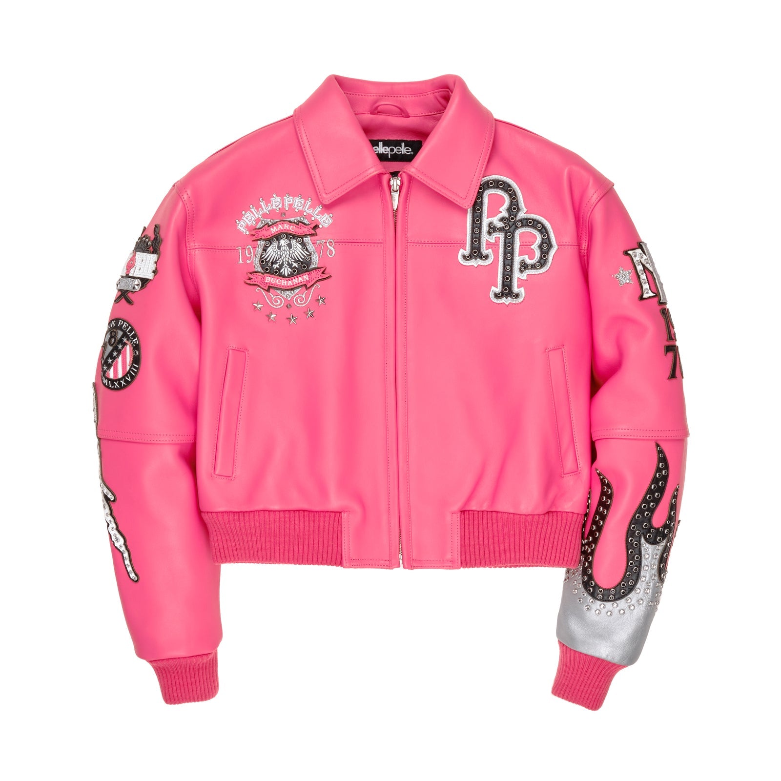 Women’s Pelle Pelle Pink Premium Cowhide Leather Jacket – Designer Studded Outerwear