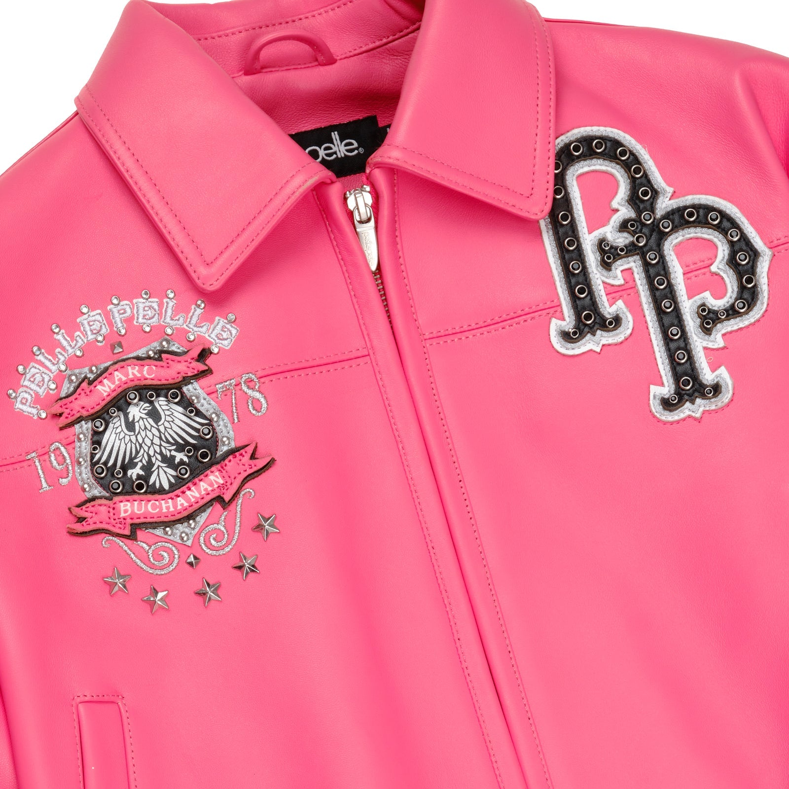 Women’s Pelle Pelle Pink Premium Cowhide Leather Jacket – Designer Studded Outerwear