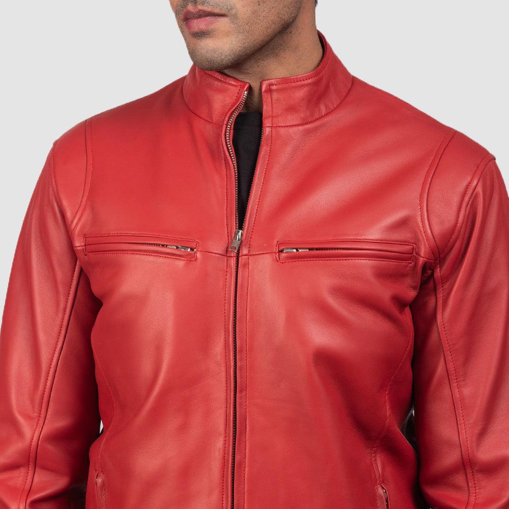 Men's Red & Brown Nappa Leather Jacket