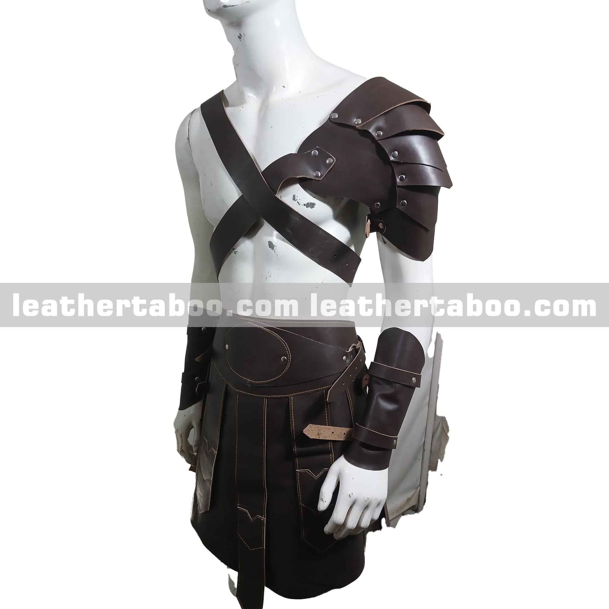 Handcrafted Gladiator Leather Armor Set – Roman Warrior Costume – Men’s Spartan Cosplay Outfit – Medieval LARP Leather Armor