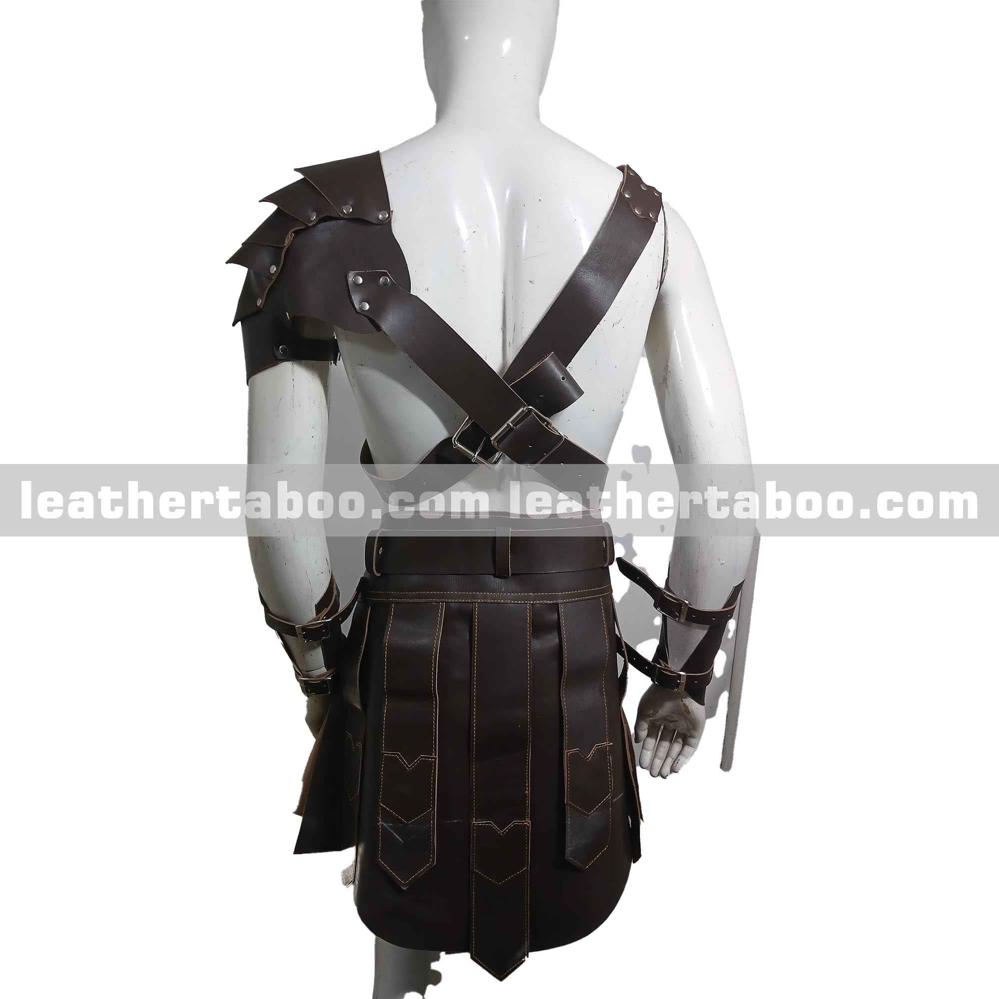 Handcrafted Gladiator Leather Armor Set – Roman Warrior Costume – Men’s Spartan Cosplay Outfit – Medieval LARP Leather Armor