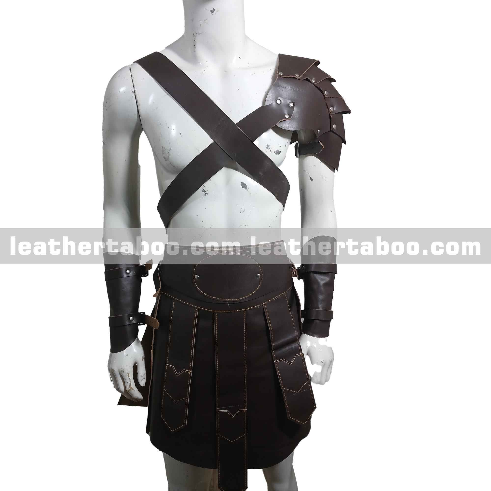 Handcrafted Gladiator Leather Armor Set – Roman Warrior Costume – Men’s Spartan Cosplay Outfit – Medieval LARP Leather Armor
