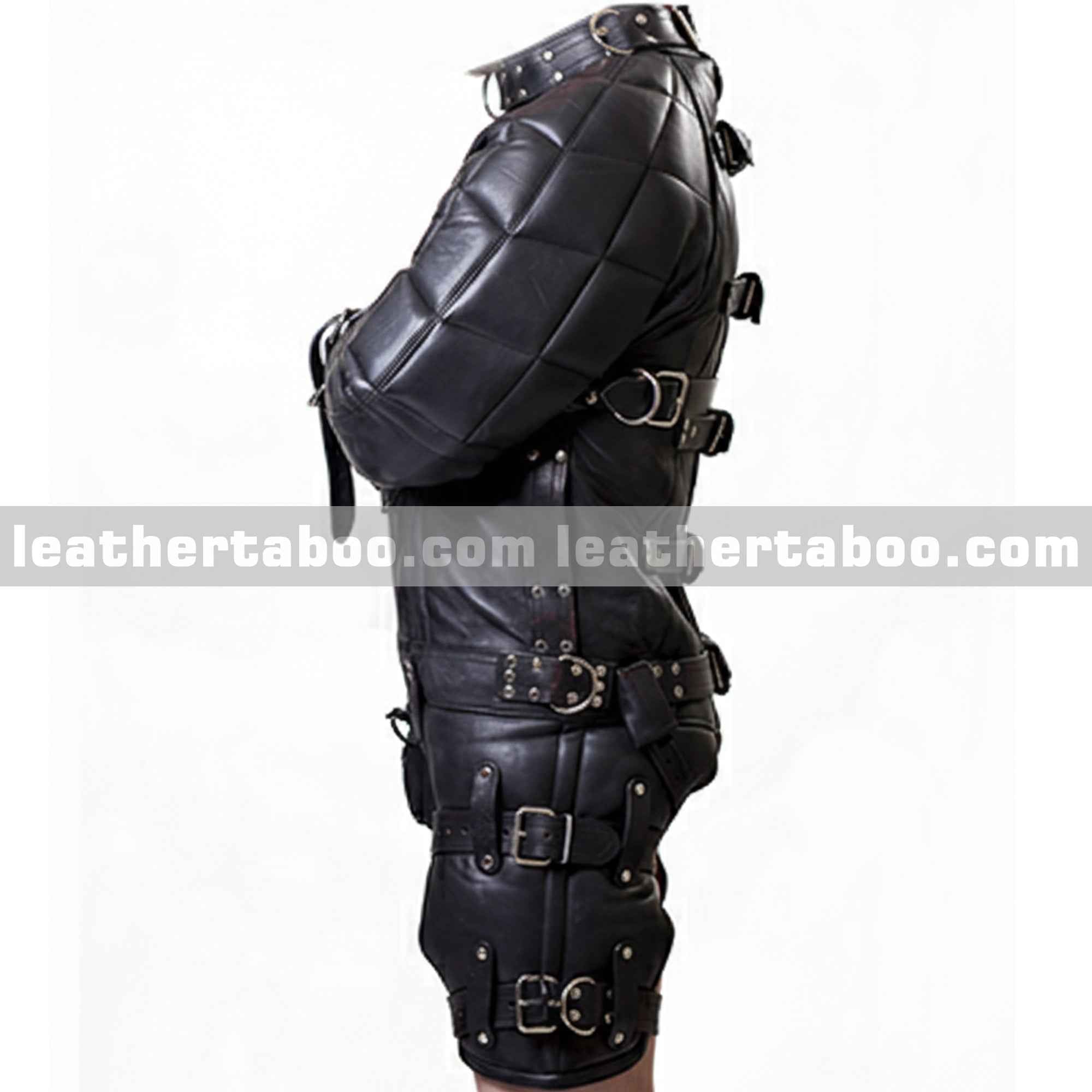 Black Leather Straitjacket Harness Bodysuit