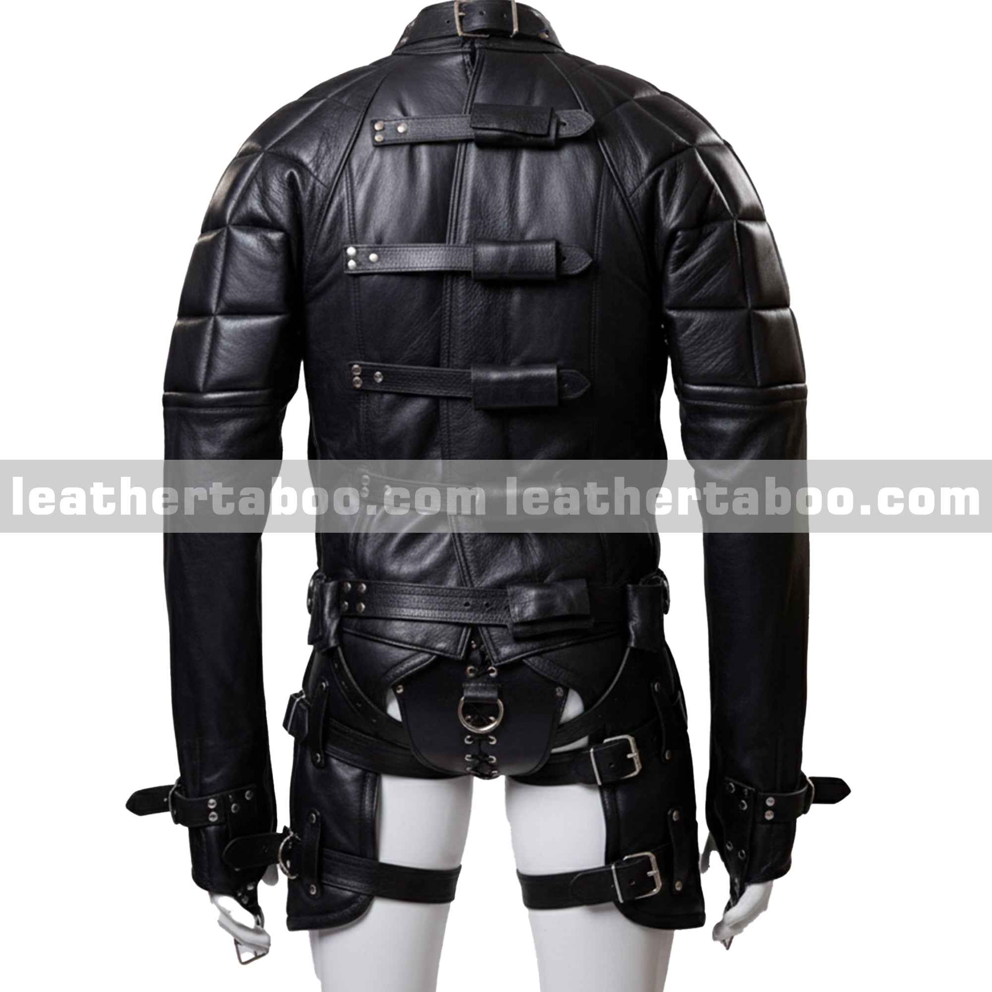 Black Leather Straitjacket Harness Bodysuit
