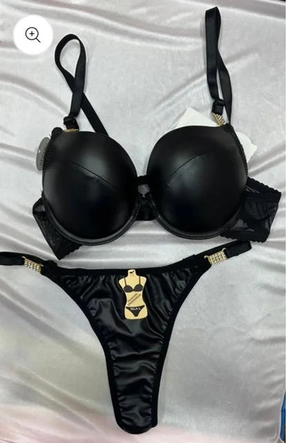 Women’s Premium Real Sheepskin Leather Bra And Panty Lingerie Set