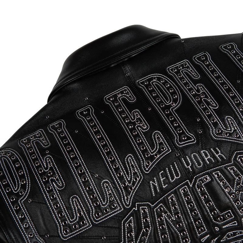Pelle Pelle x FISLL City of Knicks Women’s Black Leather Jacket leathertaboo.com