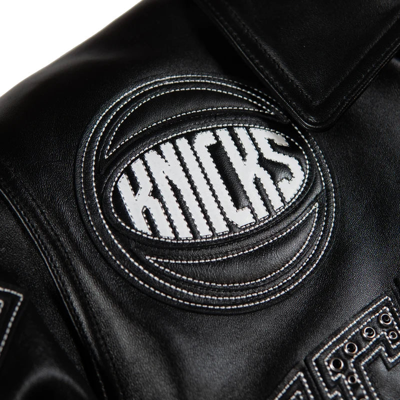 Pelle Pelle x FISLL City of Knicks Women’s Black Leather Jacket leathertaboo.com