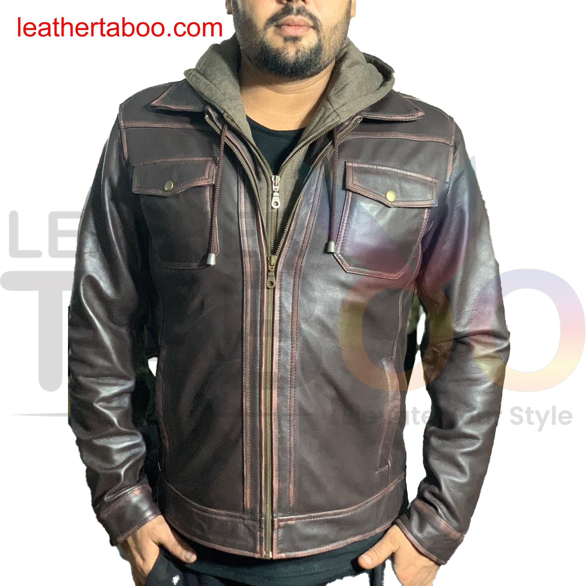 Men’s Winter Leather Jacket (Casual Motorcycle Style)