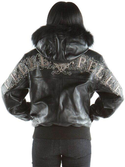 Women’s Pelle Pelle Black Cowhide Leather Jacket with Fur Collar | Embellished Designer Outerwear leathertaboo.com
