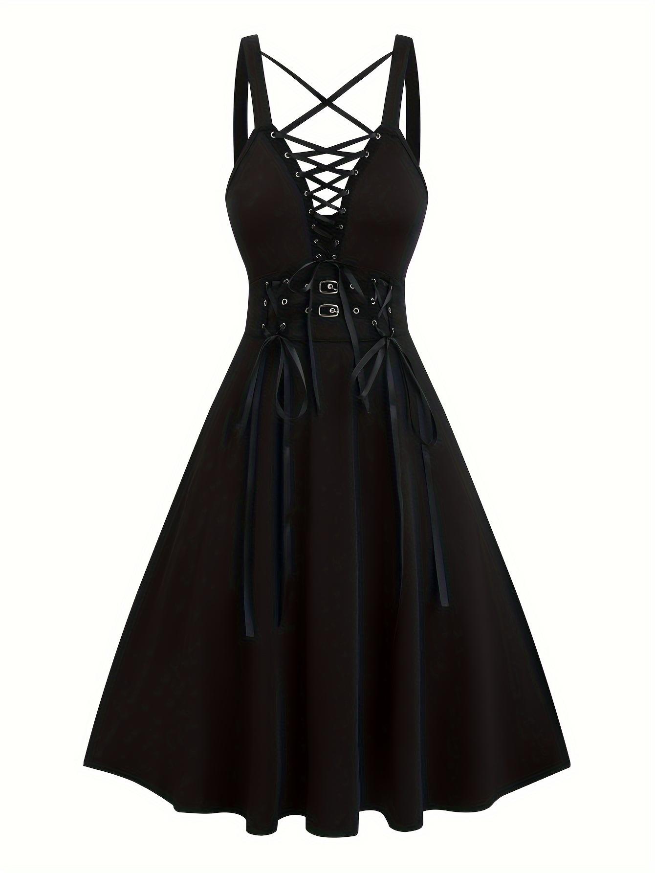 Women’s Black Leather Corset Dress (Lace-Up Waist Cincher Bodycon Style)