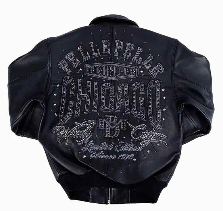 Limited Edition Chicago Men Pelle Pelle X TB Windy City MB Black Jacket