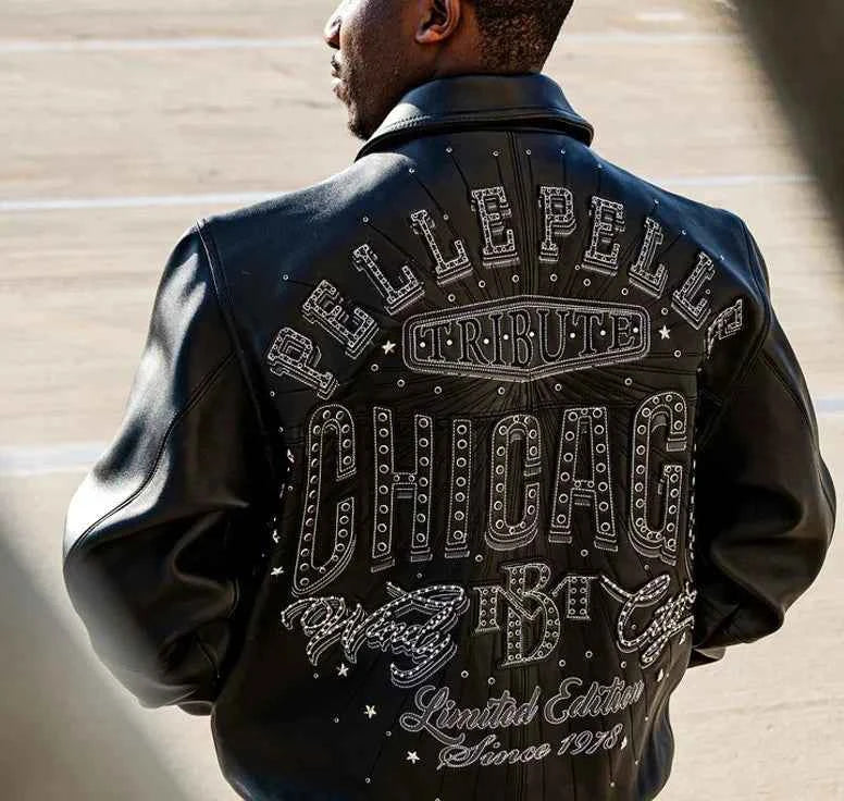 Limited Edition Chicago Men Pelle Pelle X TB Windy City MB Black Jacket