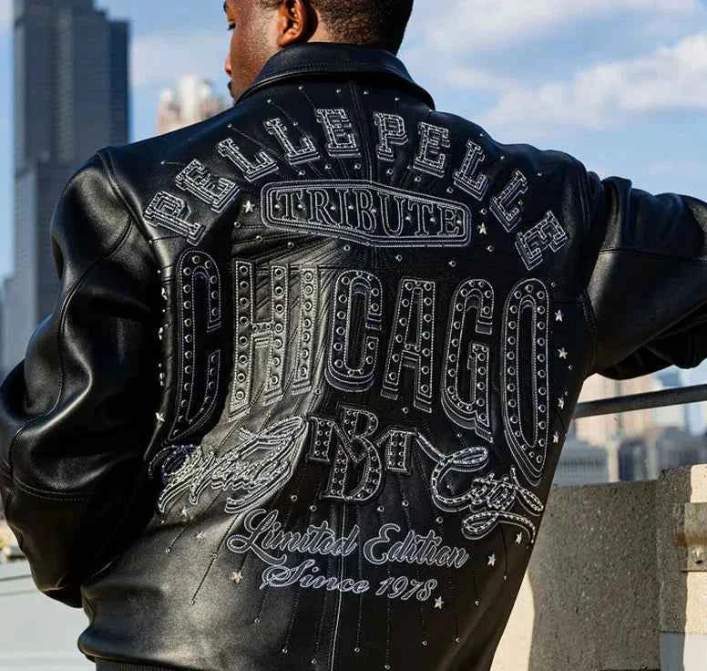 Limited Edition Chicago Men Pelle Pelle X TB Windy City MB Black Jacket