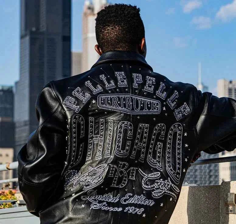 Limited Edition Chicago Men Pelle Pelle X TB Windy City MB Black Jacket