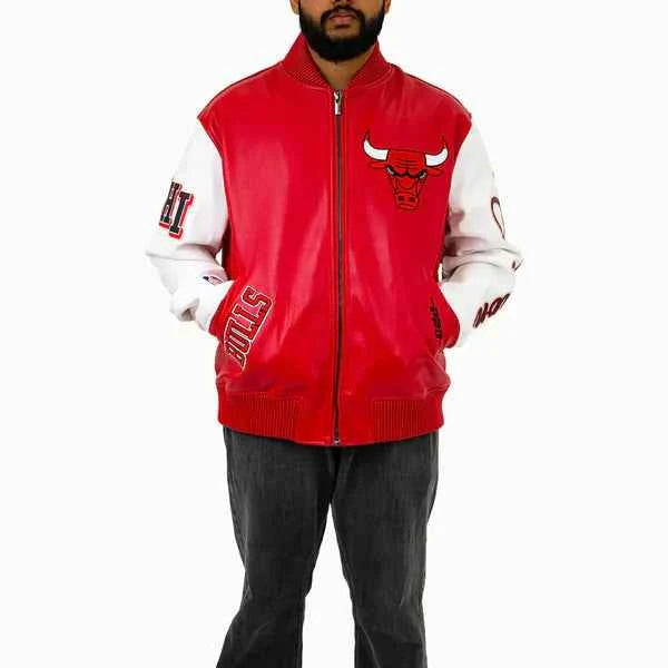 Men's NBA Chicago Bulls City Signatures Leather Varsity Jacket