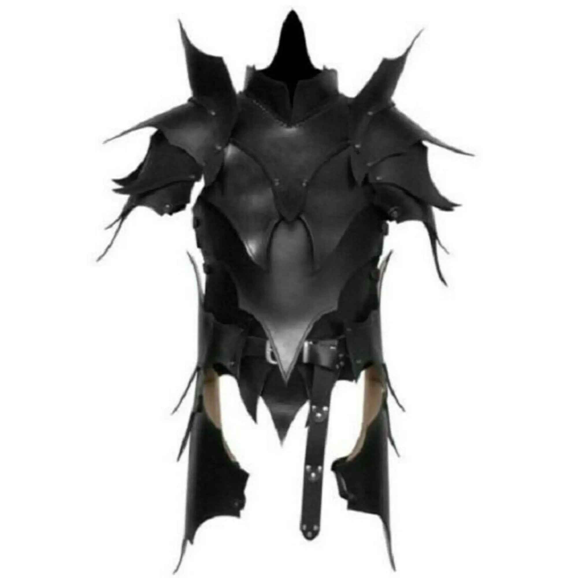 Men's black leather Celtic warrior armor front view