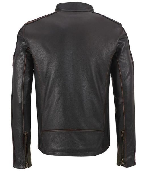 Man Real Plain Cow Leather Biker Styles Jacket