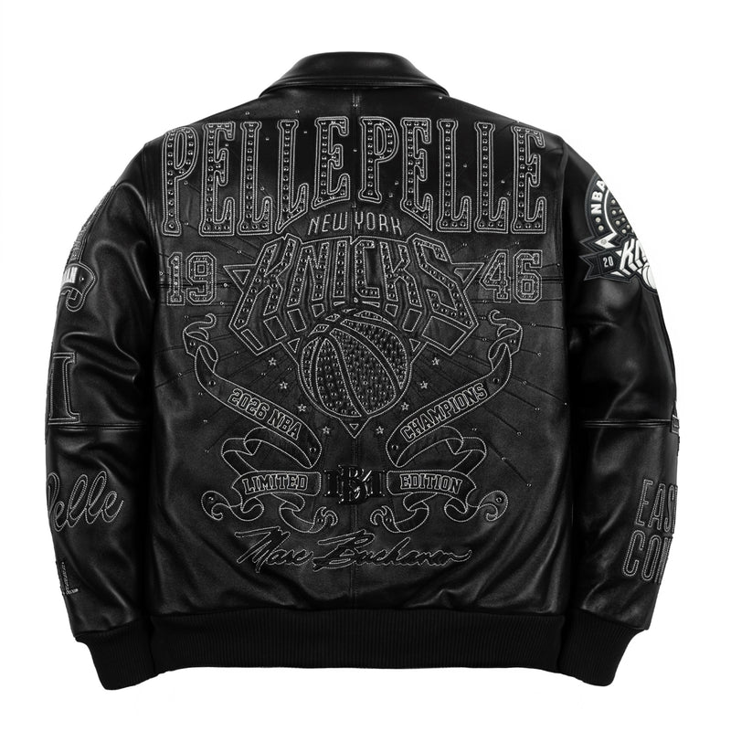 Pelle Pelle x FISLL City of Knicks Women’s Black Leather Jacket leathertaboo.com