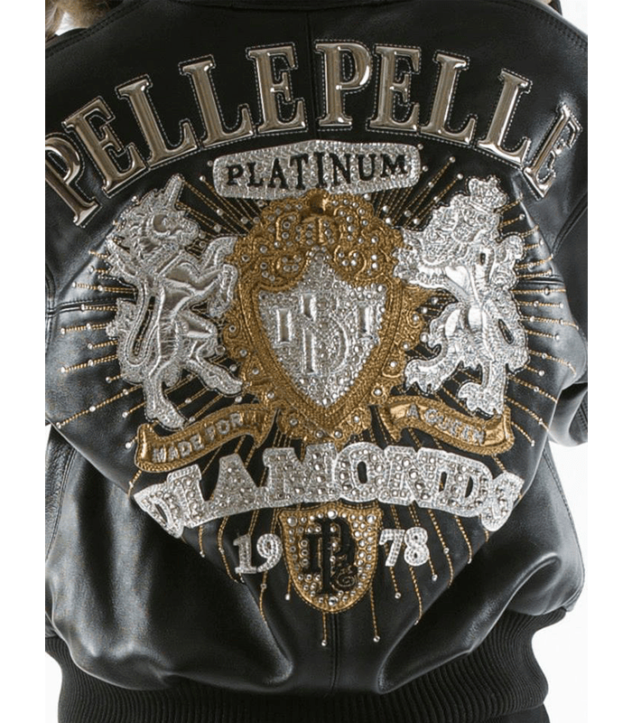 Pelle Pelle Platinum and Diamonds Fur Hood Black Plush Jacket