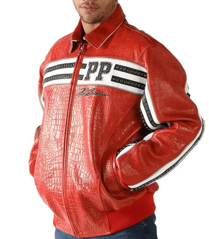 World Renown Red Leather Jacket, front view