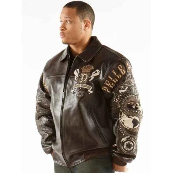 Pelle Pelle Dark Brown Dragon Leather Jacket – Men