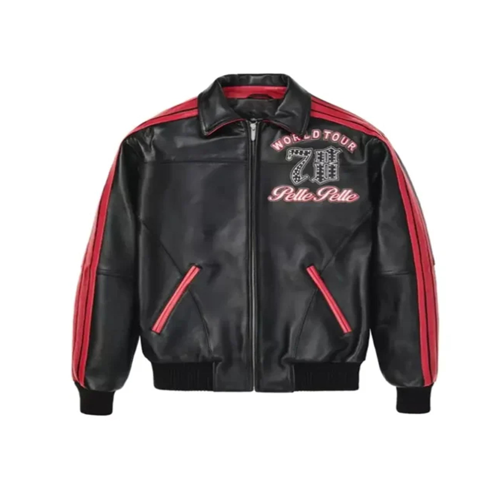 Pelle Pelle World Tour plush black leather jacket front