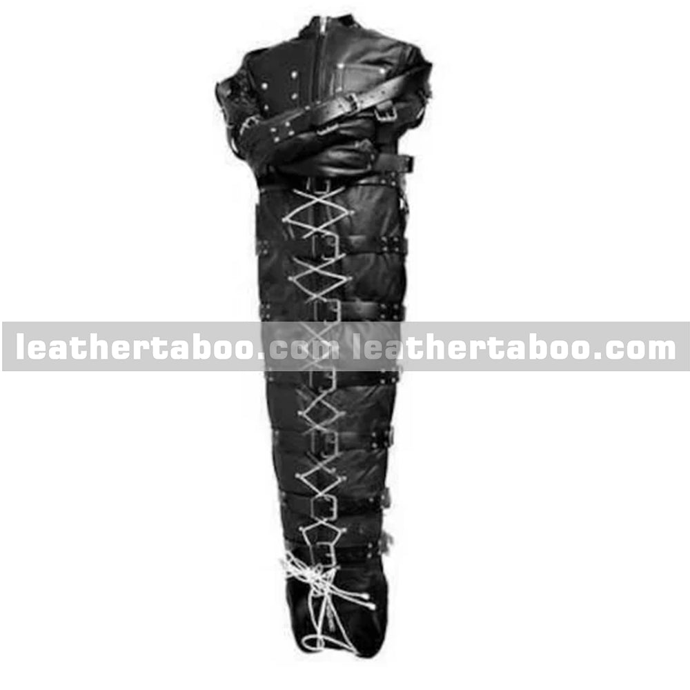 Premium Leather Bondage Sleepsack with Arm Binder leathertaboo.com