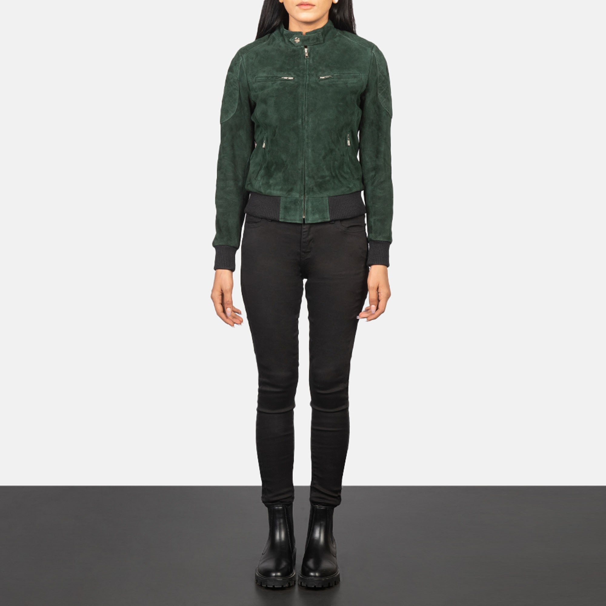 Premium green suede bomber jacket by Leather Taboo