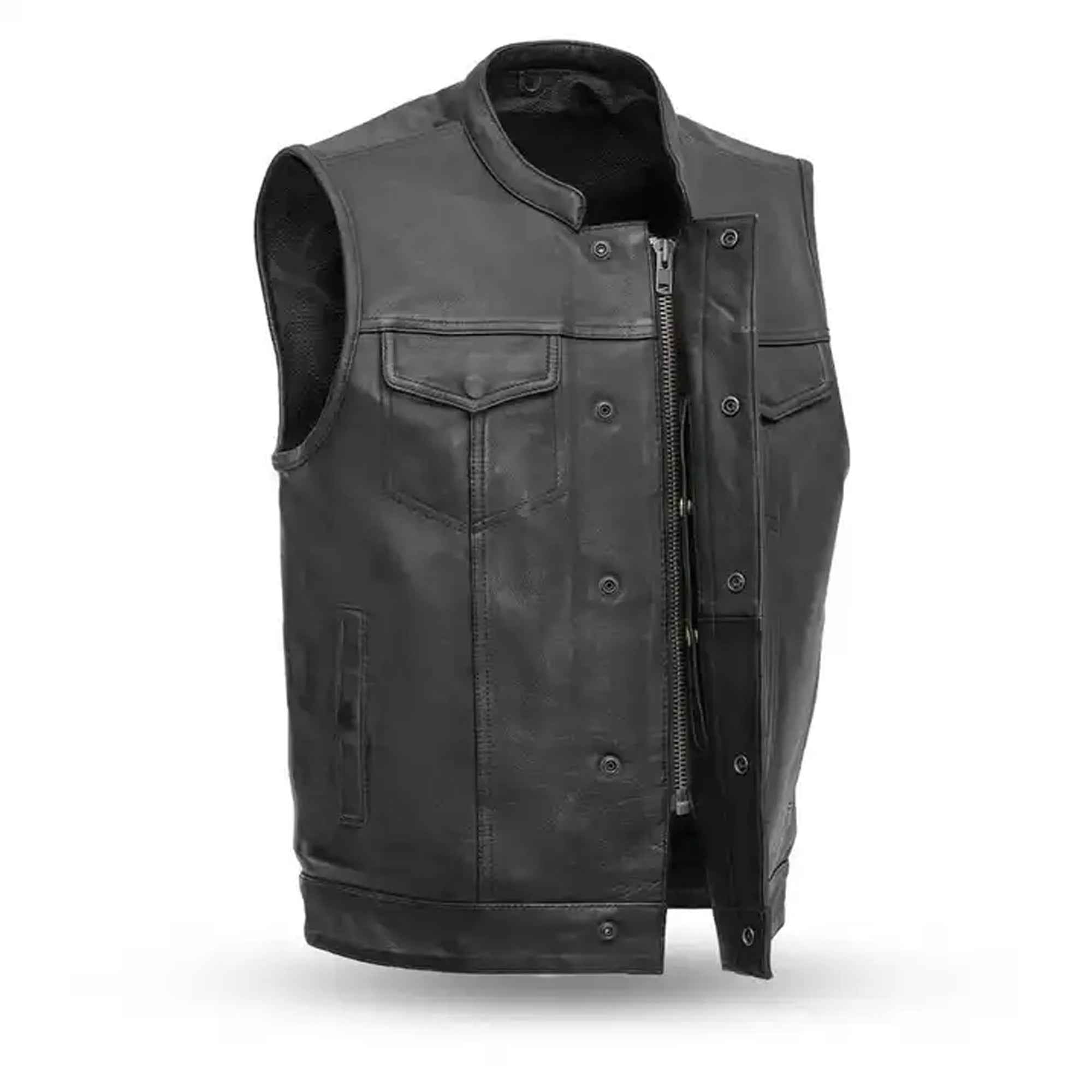 Premium perforated leather vest for motorcycle riders