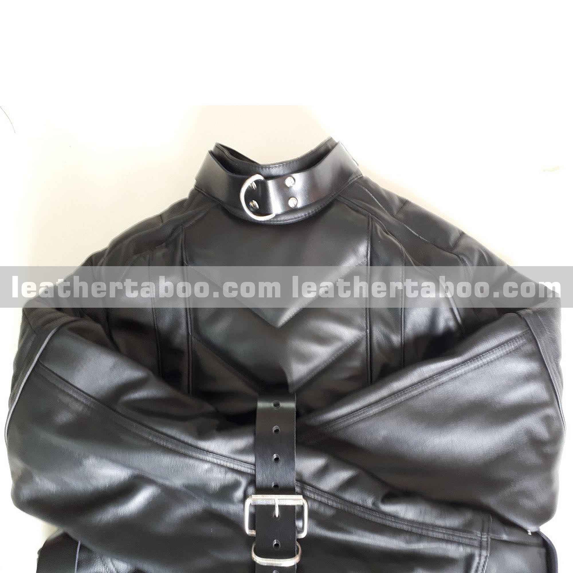 Real Black Cow Leather Straight Jacket Heavy Duty Leather Straitjacket Leathertaboo