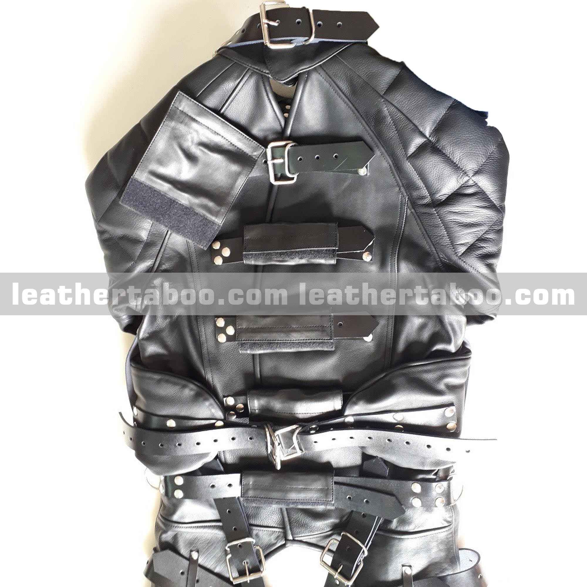 Real Black Cow Leather Straight Jacket Heavy Duty Leather Straitjacket Leathertaboo