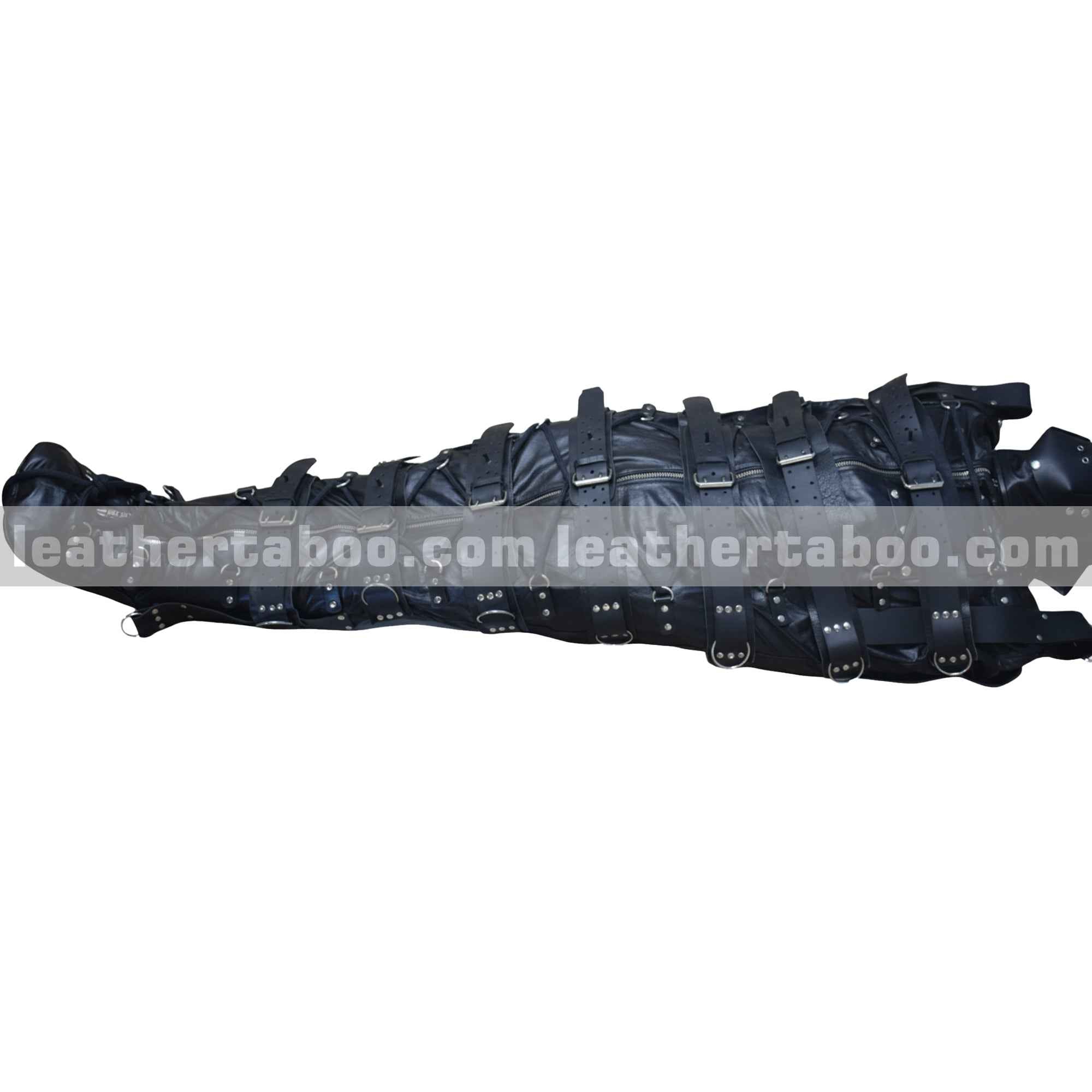 Black Leather Bondage bag Adjustable Sleep Sack Suit