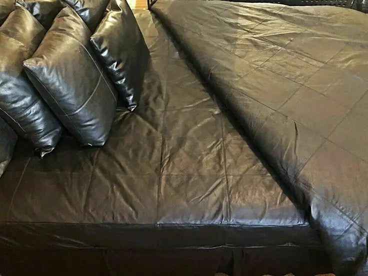 Real sheep leather bed sheet black soft leather bedding luxury handmade leather bedsheet