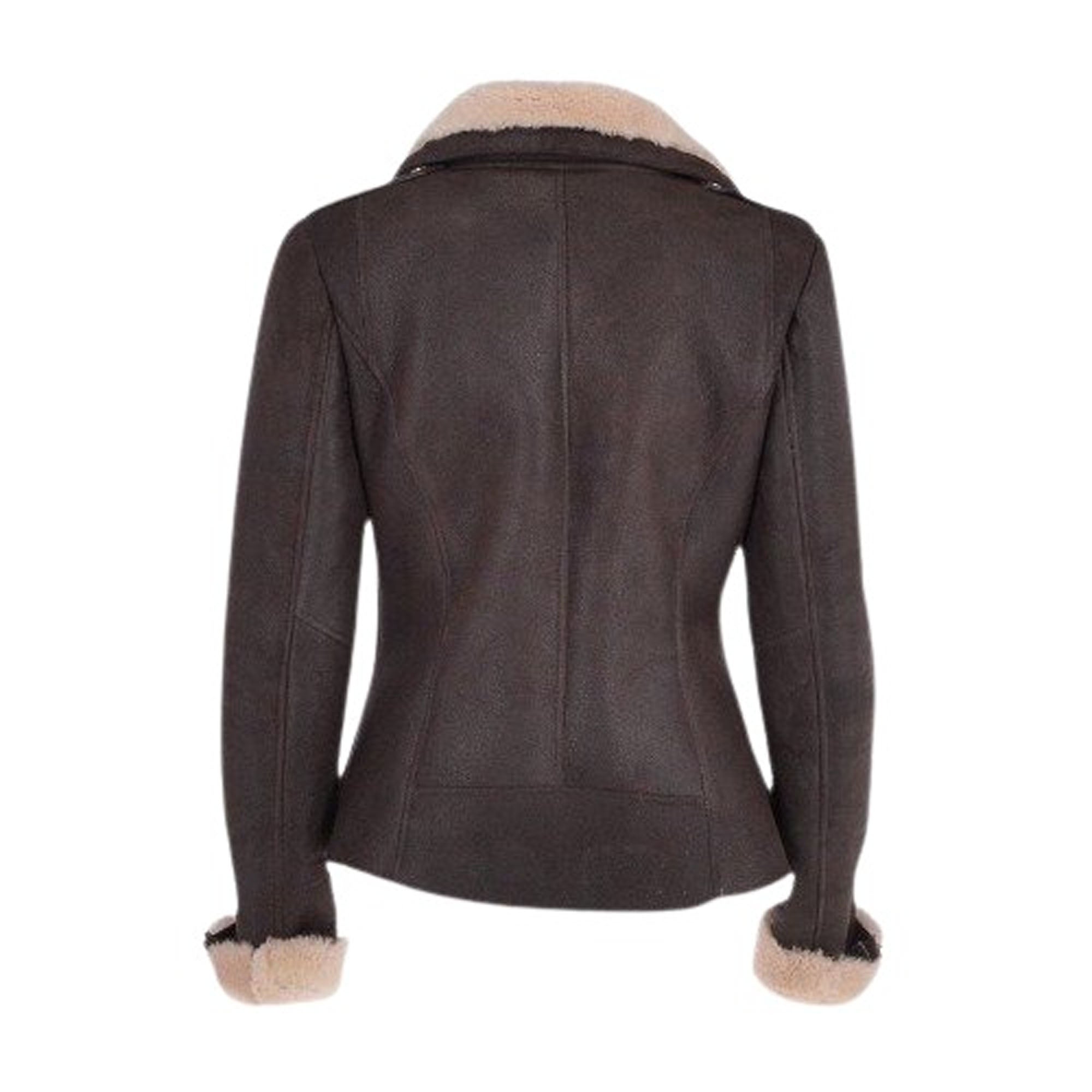 Side view women's aviator leather jacket slim elegant fit 