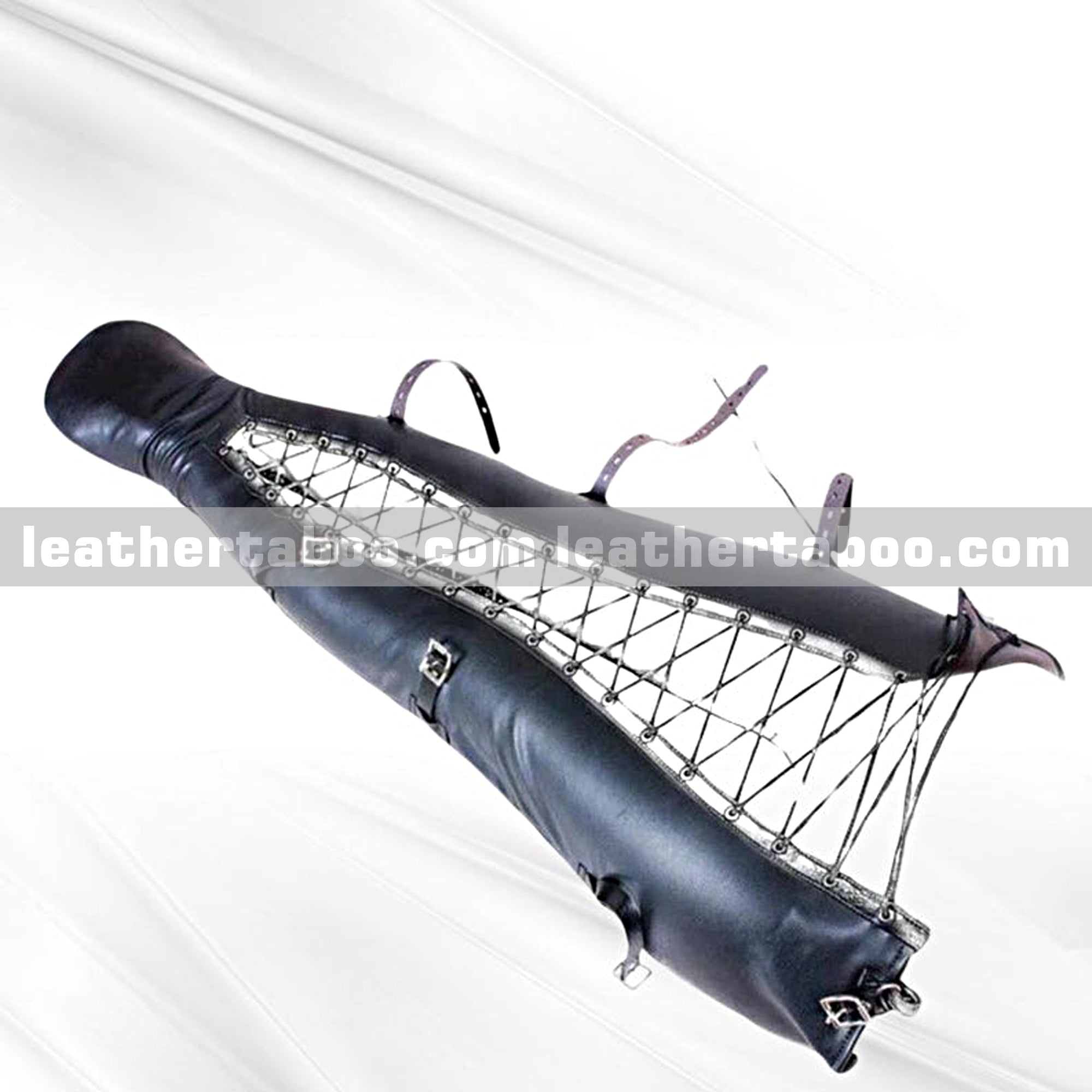 Leather Mummy Bag with Mermaid Leg Binder Body Harness Restraints – Full Body Bondage Suit