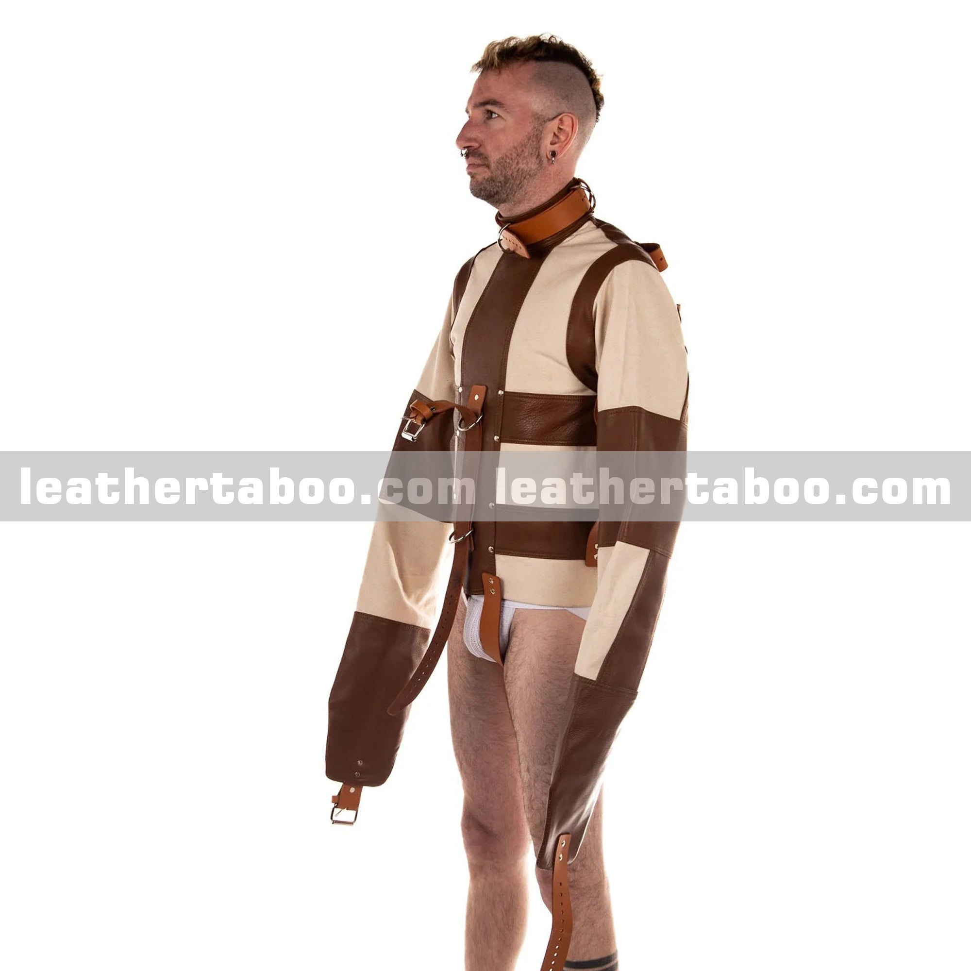 Premium Cowhide Leather Straitjacket – Durable Restraint Jacket with Adjustable Straps