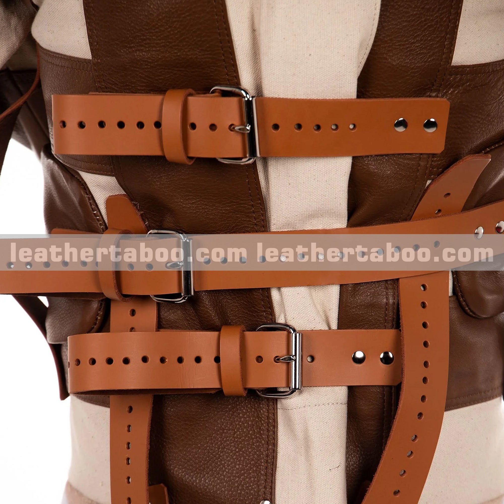 Premium Cowhide Leather Straitjacket – Durable Restraint Jacket with Adjustable Straps
