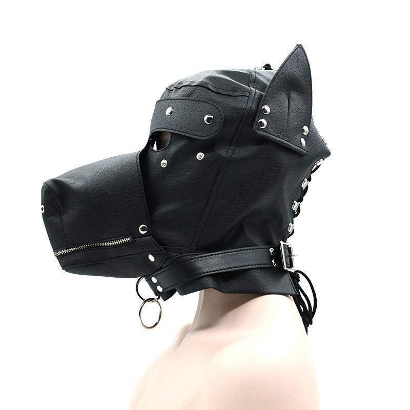 Sheepskin Leather Dog Mask, Animal Mask For Puppy Play