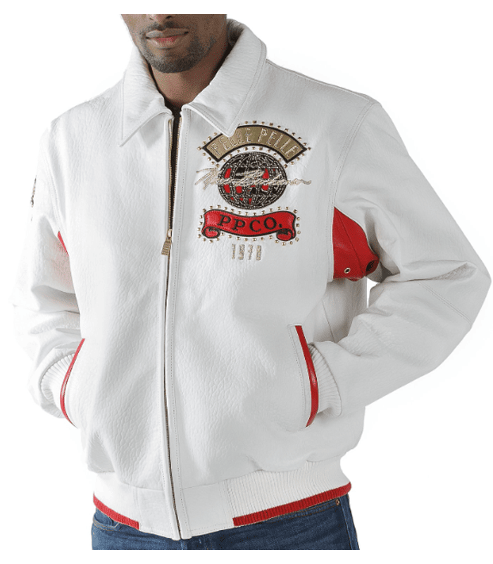 Mens Pelle Pelle White World Tour Jacket