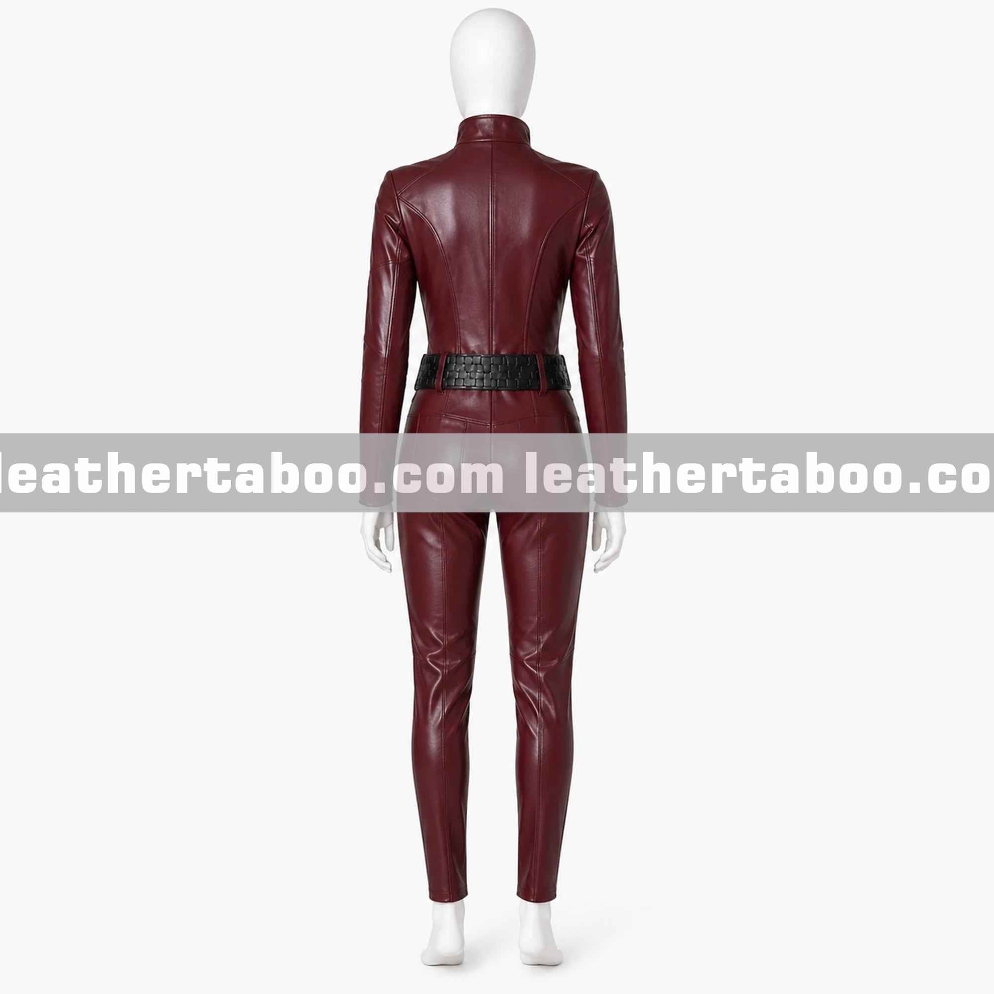 Women’s Maroon Genuine Leather Catsuit