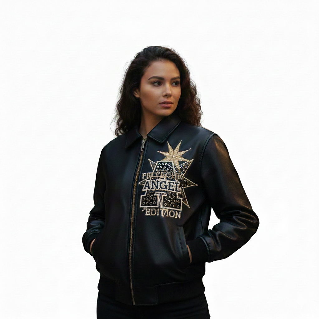 Pelle Chic “Celestial Angel” | Hand-Embroidered Luxury Archive Jacket leathertaboo.com