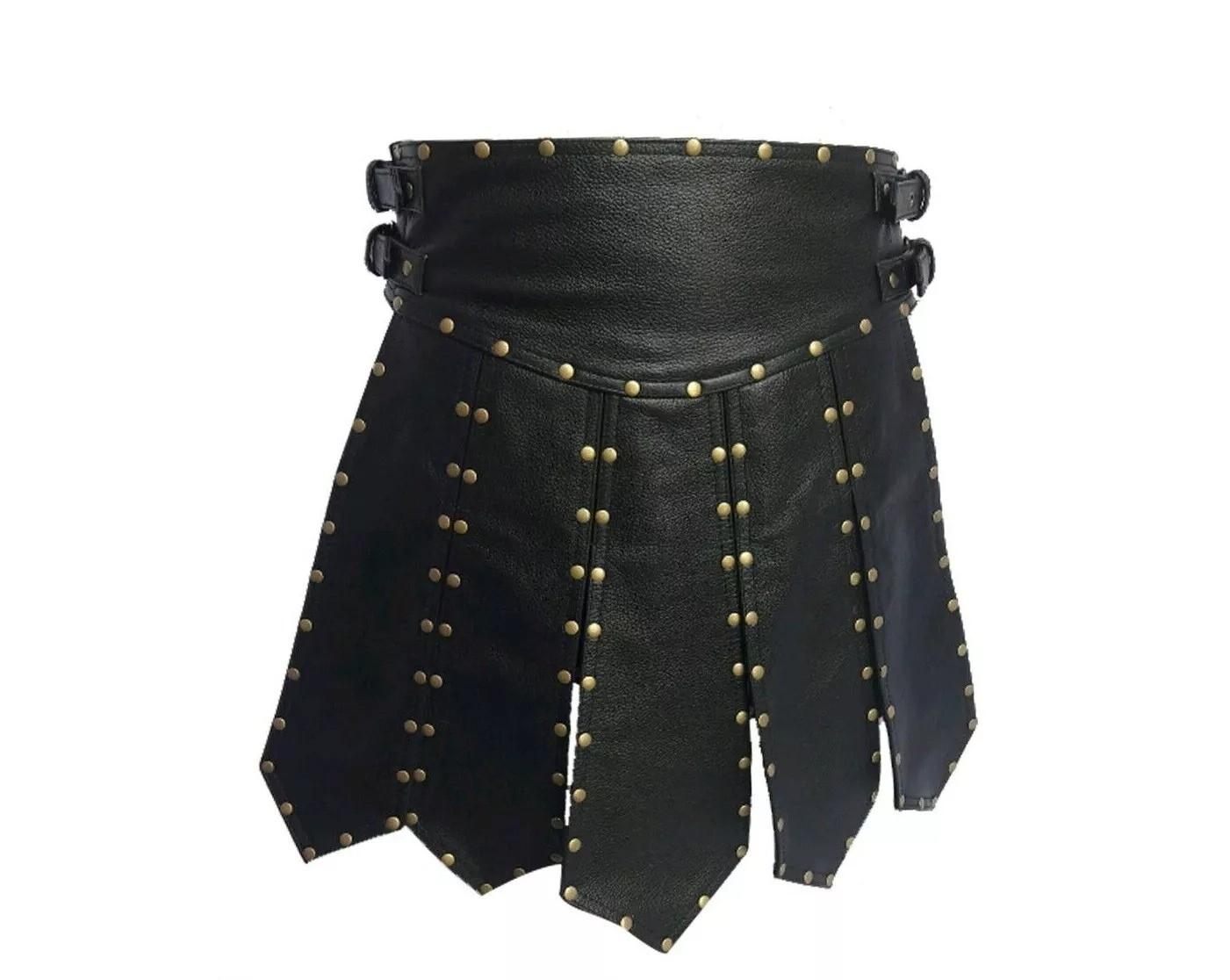 Men’s Gladiator Leather Kilt (LARP / Steampunk / Scottish Warrior Costume Skirt)