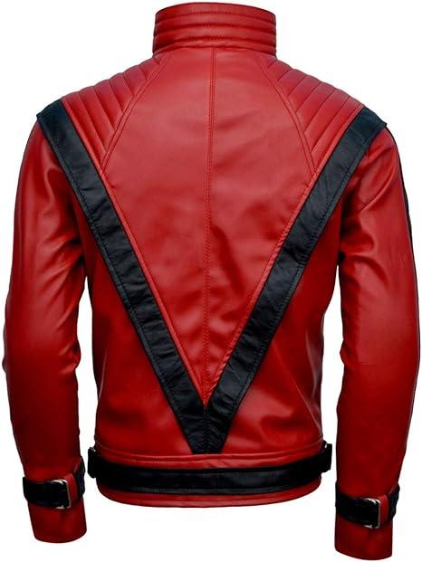 Michael Jackson Red Military Real Leather Jacket