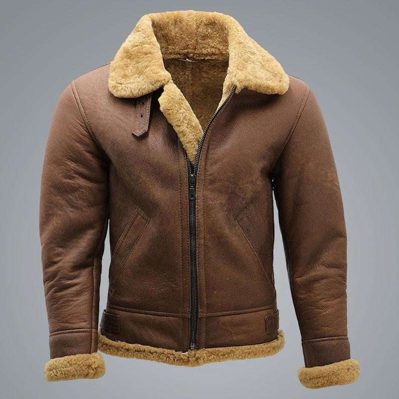 Premium Sheepskin WWII B3 Pilot Leather Jacket With Artificial FUR