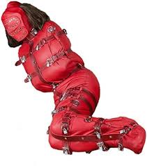 RED Leather BDSM Sleep Sack Extreme Bondage Bag Sensory Deprivation Hood
