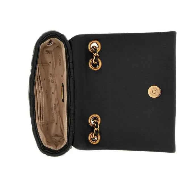 Lovide Black Chevron Quilted Cross-Body Bag