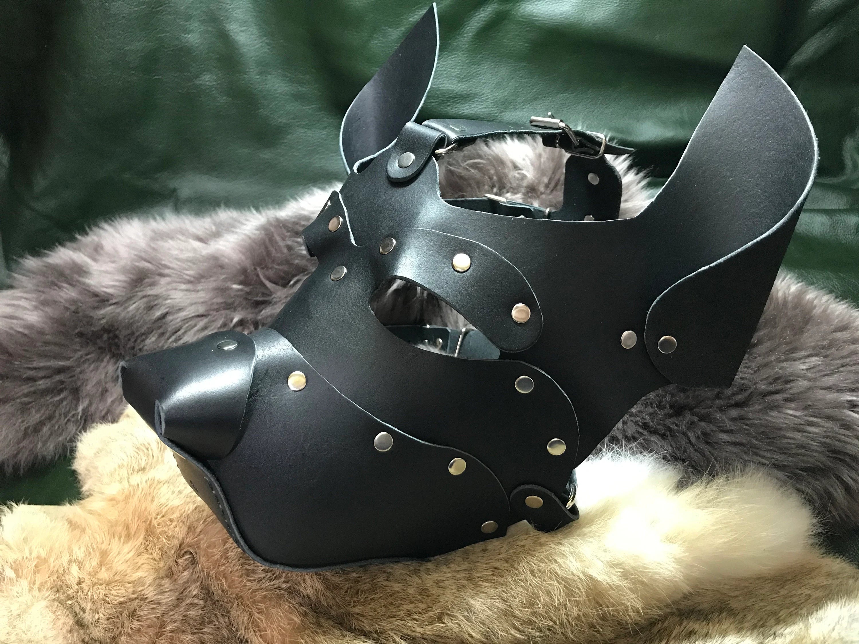 Handmade BDSM Steampunk Fantasy Genuine Leather Dog Mask