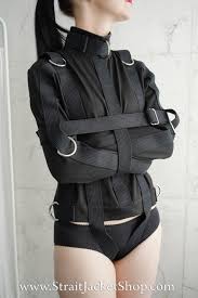 Sides Crotch Strap Restraining Leather Bondage Straitjacket