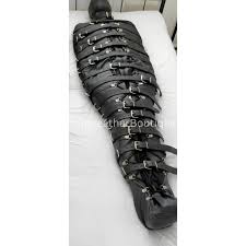 Premium Real Leather Body Bag Restricted Binder Sleep Sack (Hooded Enclosed Bondage Bag)